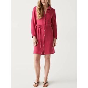 Michael Stars Raspberry Pink Button-Front Shirt Dress